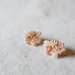 Camellia Bicolor Stud Earrings in Strawberry Red Left 2