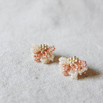 Camellia Bicolor Stud Earrings in Strawberry Red Left