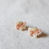 Camellia Bicolor Stud Earrings in Strawberry Red Left