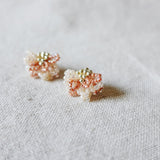 Camellia Bicolor Stud Earrings in Strawberry Red Right