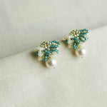 Camellia Mariota Bicolor Earrings in Ocean Green Left