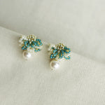 Camellia Mariota Bicolor Earrings in Ocean Green Right