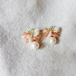 Camellia Mariota Bicolor Earrings in Strawberry Red Left