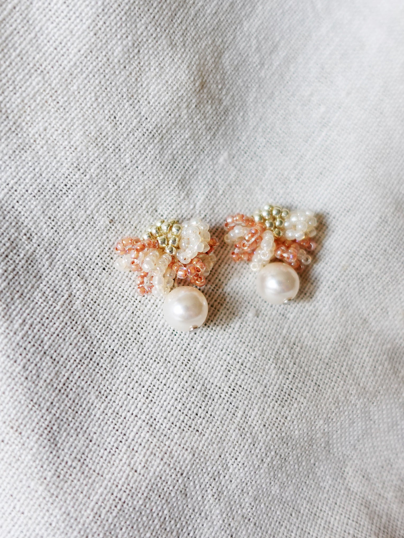 Camellia Mariota Bicolor Earrings in Strawberry Red Left