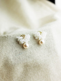Camellia Mariota Earrings in White Left