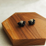 Camellia Stud Earrings in Black Display Left
