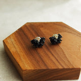 Camellia Stud Earrings in Black Display Left
