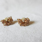 Camellia Stud Earrings in Caramel Brown Front