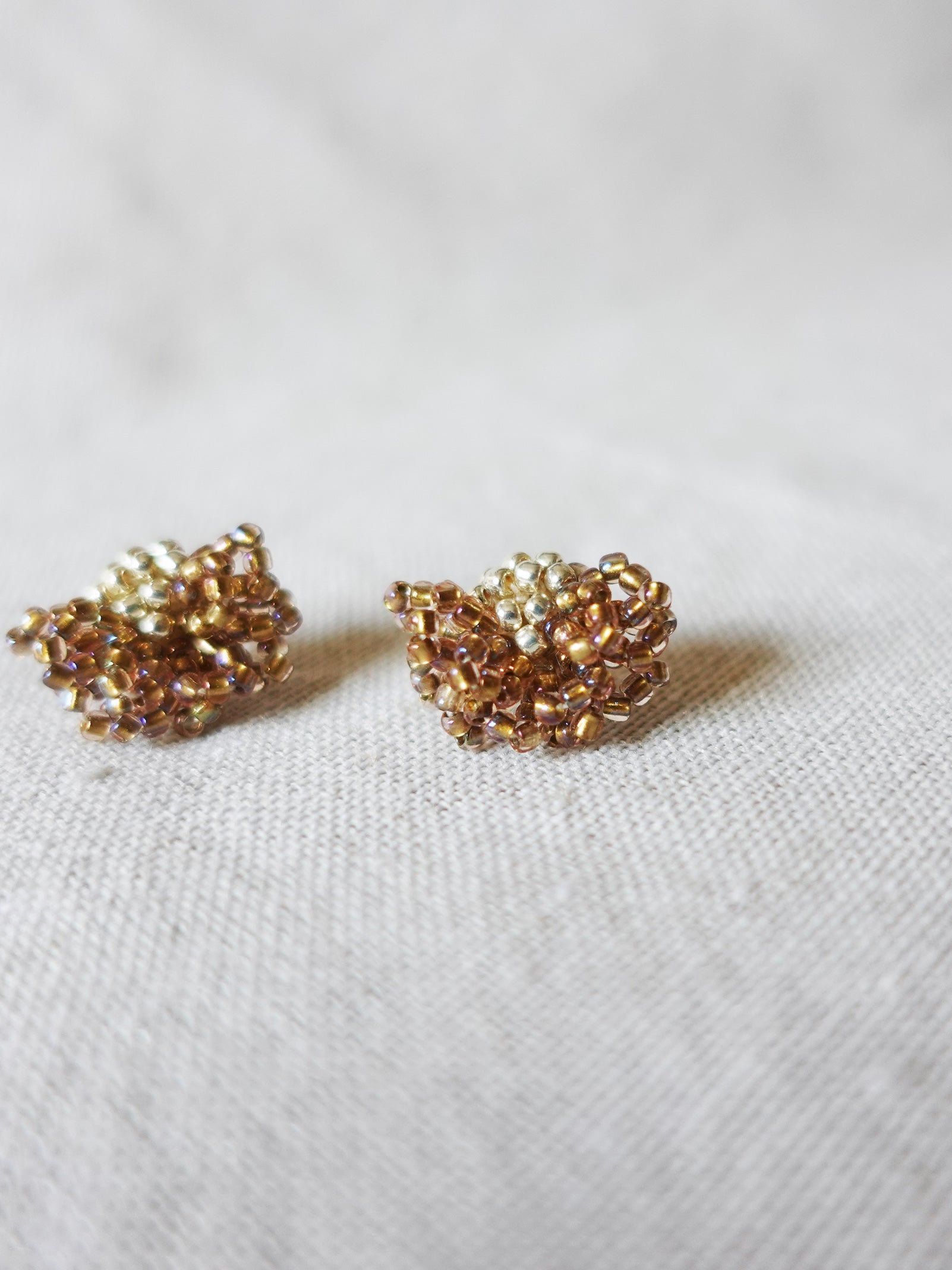 Camellia Stud Earrings in Caramel Brown Front