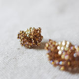 Camellia Stud Earrings in Caramel Brown Close