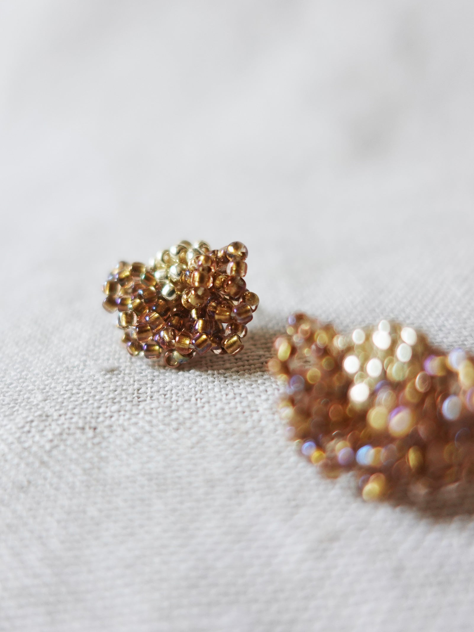 Camellia Stud Earrings in Caramel Brown Close