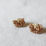 Camellia Stud Earrings in Caramel Brown Left