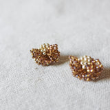 Camellia Stud Earrings in Caramel Brown Left