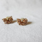 Camellia Stud Earrings in Caramel Brown Right