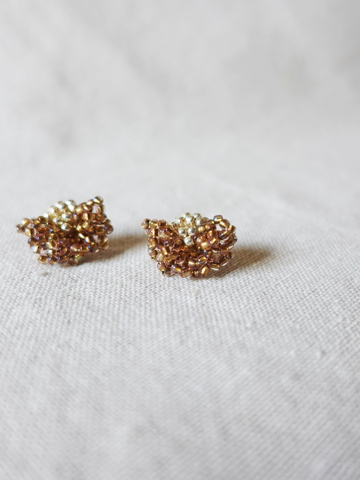 Camellia Stud Earrings in Caramel Brown Right