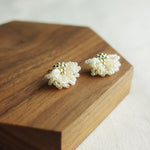 Camellia Stud Earrings in Ivory Display Left