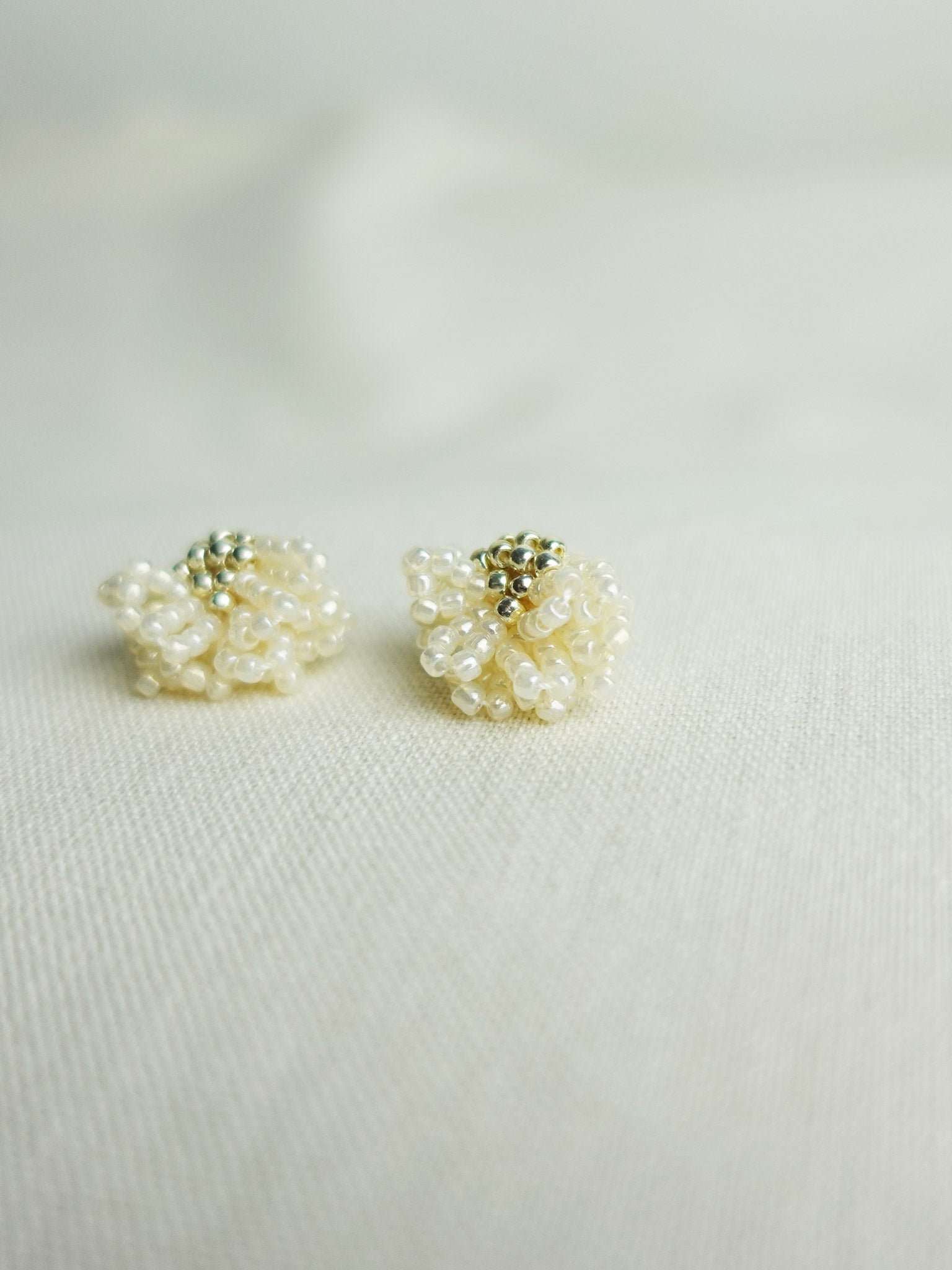 Camellia Stud Earrings in Ivory Right