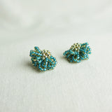 Camellia Stud Earrings in Ocean Green Front