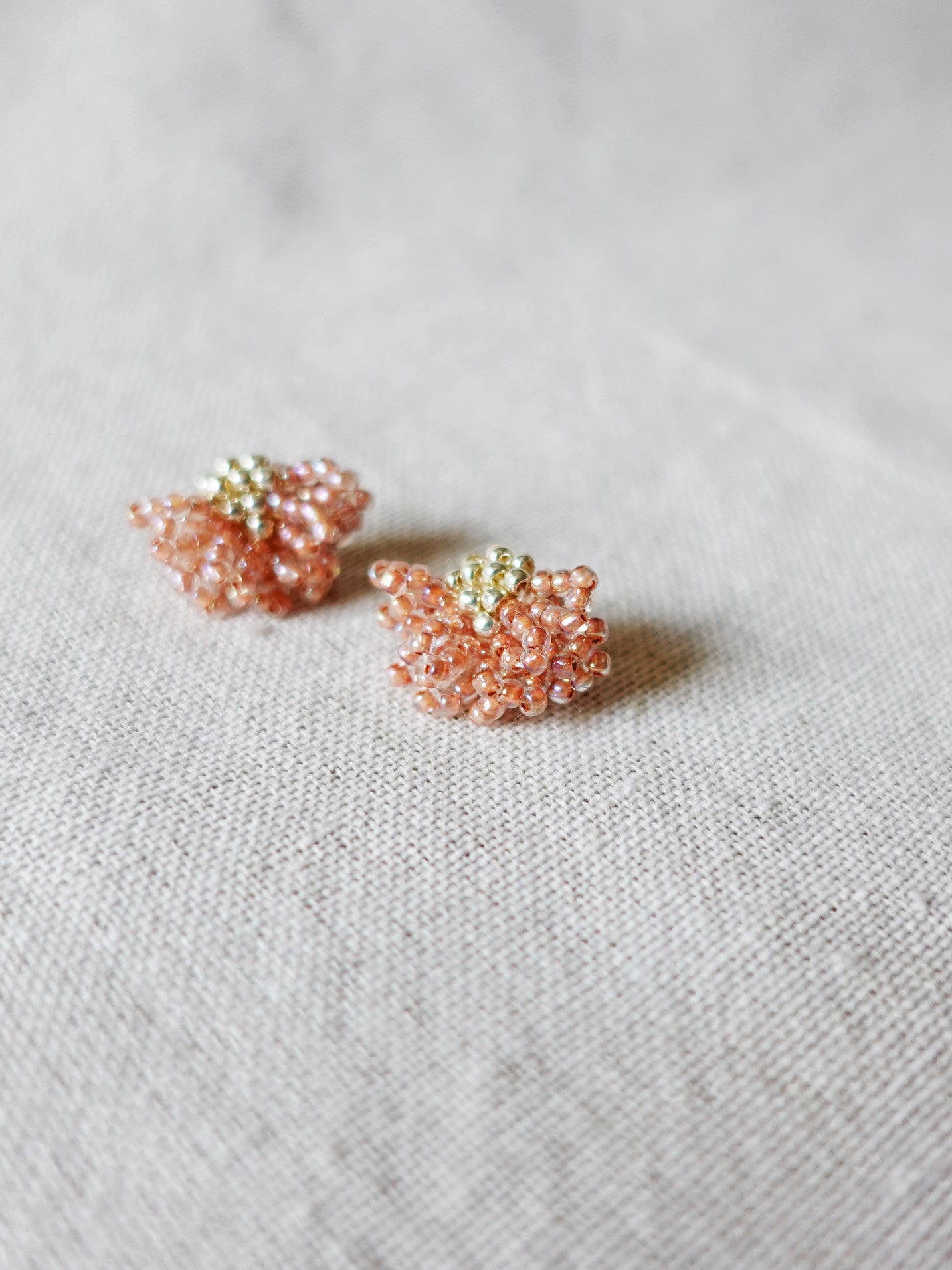 Camellia Stud Earrings in Strawberry Red Front