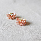 Camellia Stud Earrings in Strawberry Red Right