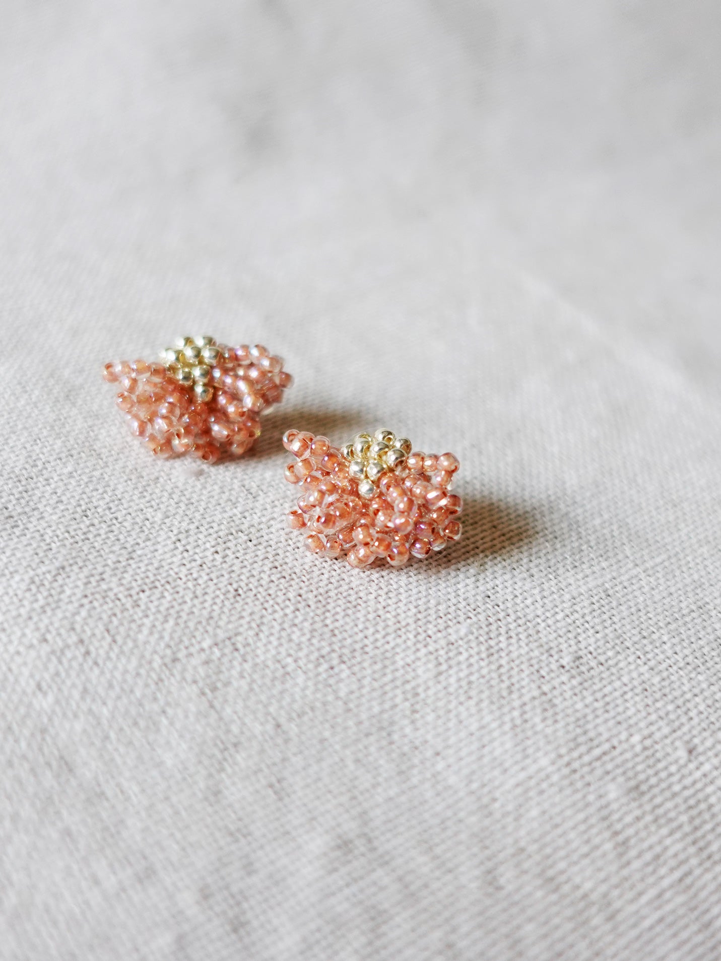 Camellia Stud Earrings in Strawberry Red Right