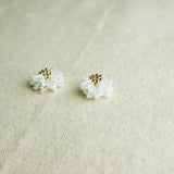Camellia Stud Earrings in White Front