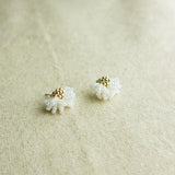 Camellia Stud Earrings in White Left