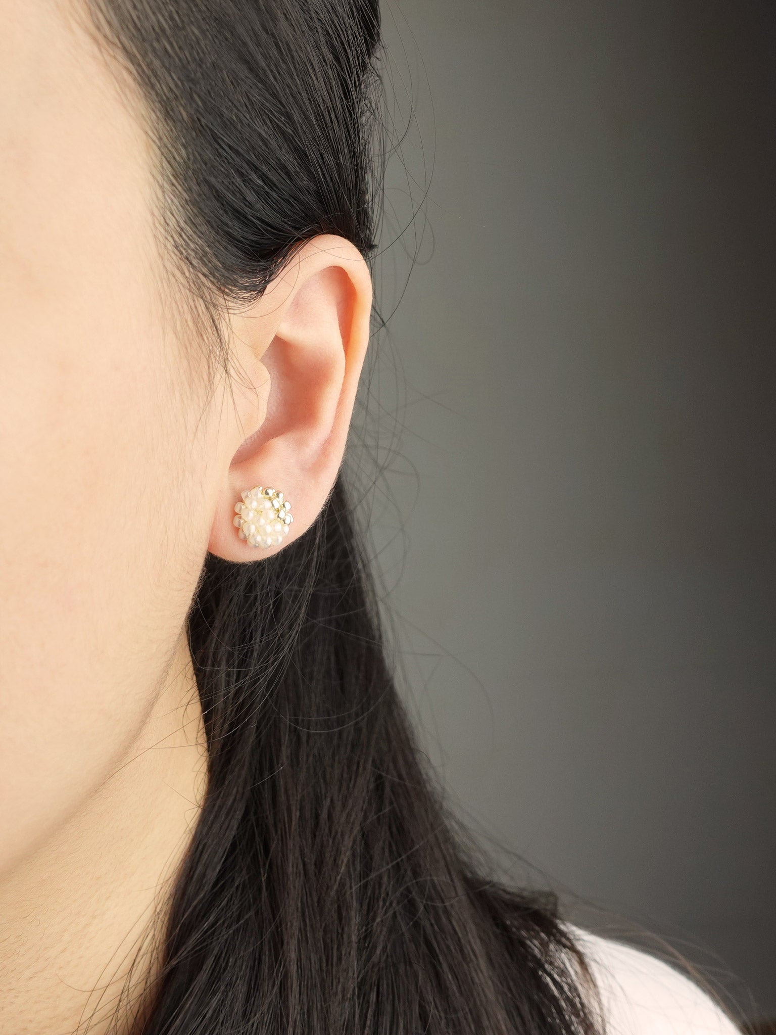 Kai Stud Earrings in Ivory Model