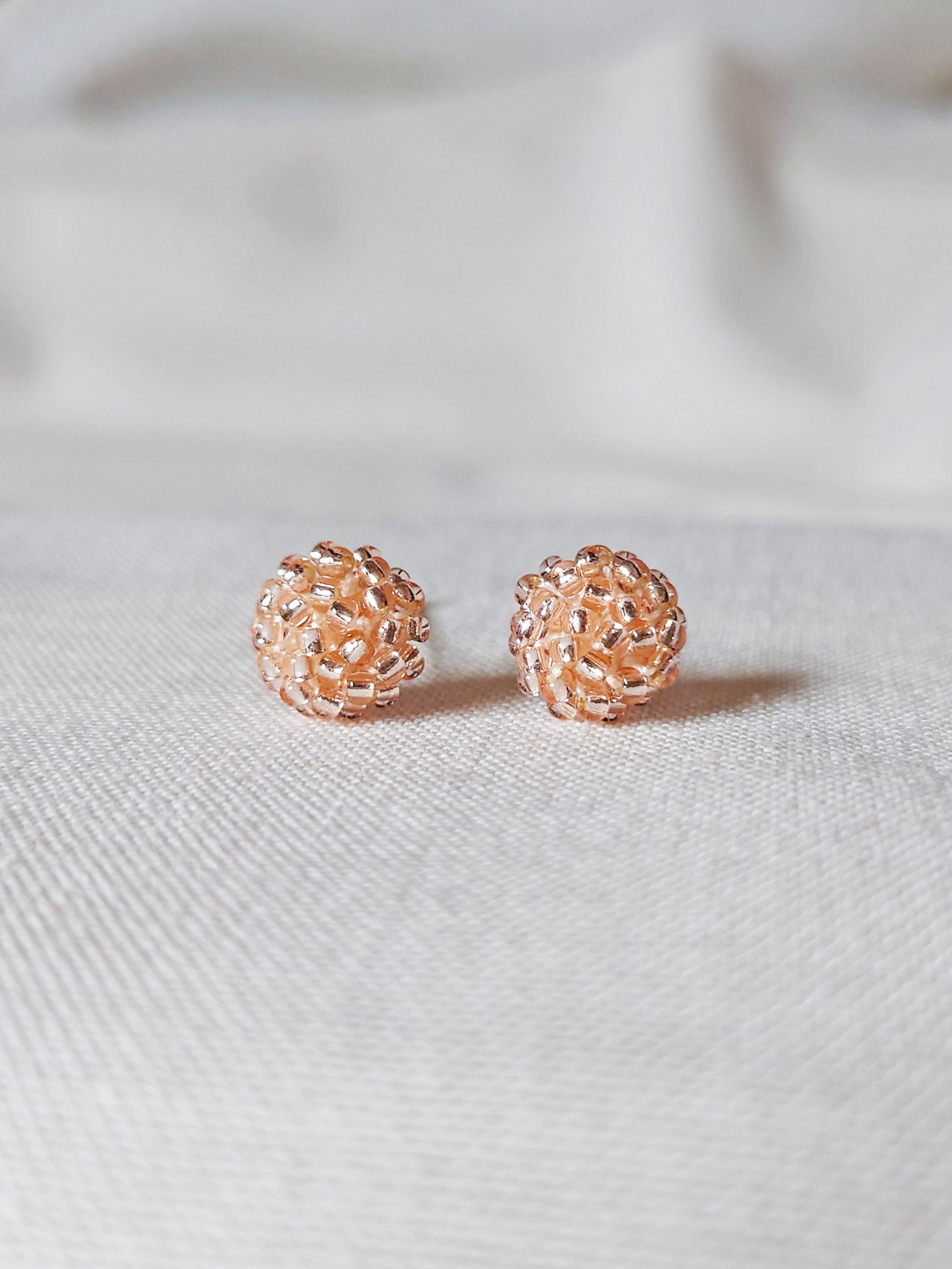 Champagne Pink Stud Earrings Front 2