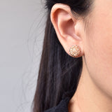 Champagne Pink Stud Earrings Model