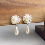 Diana Teardrop Mariota Clip-on Earrings in Ivory Display Front