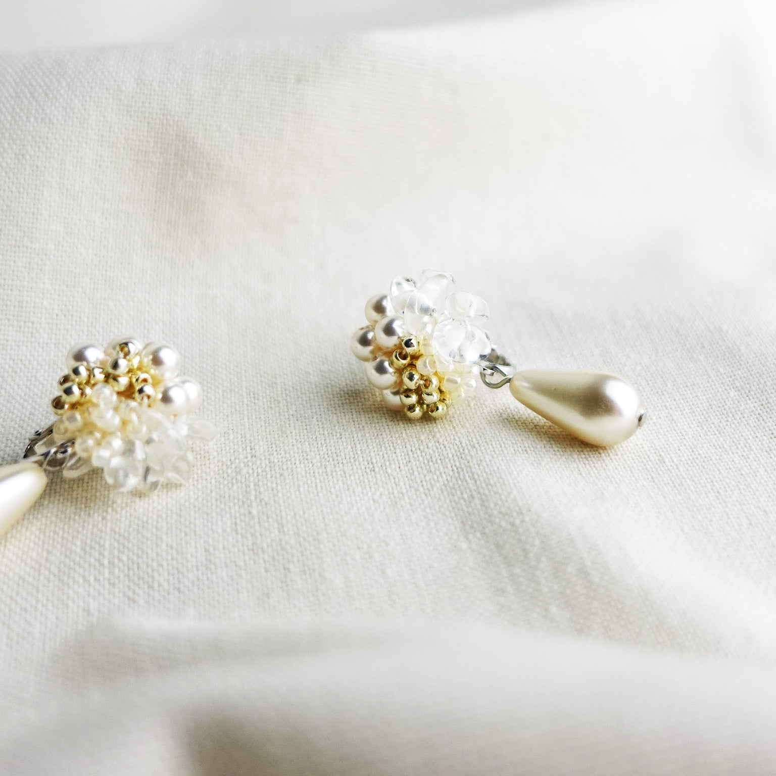 Diana Teardrop Mariota Clip-on Earrings in Ivory Right