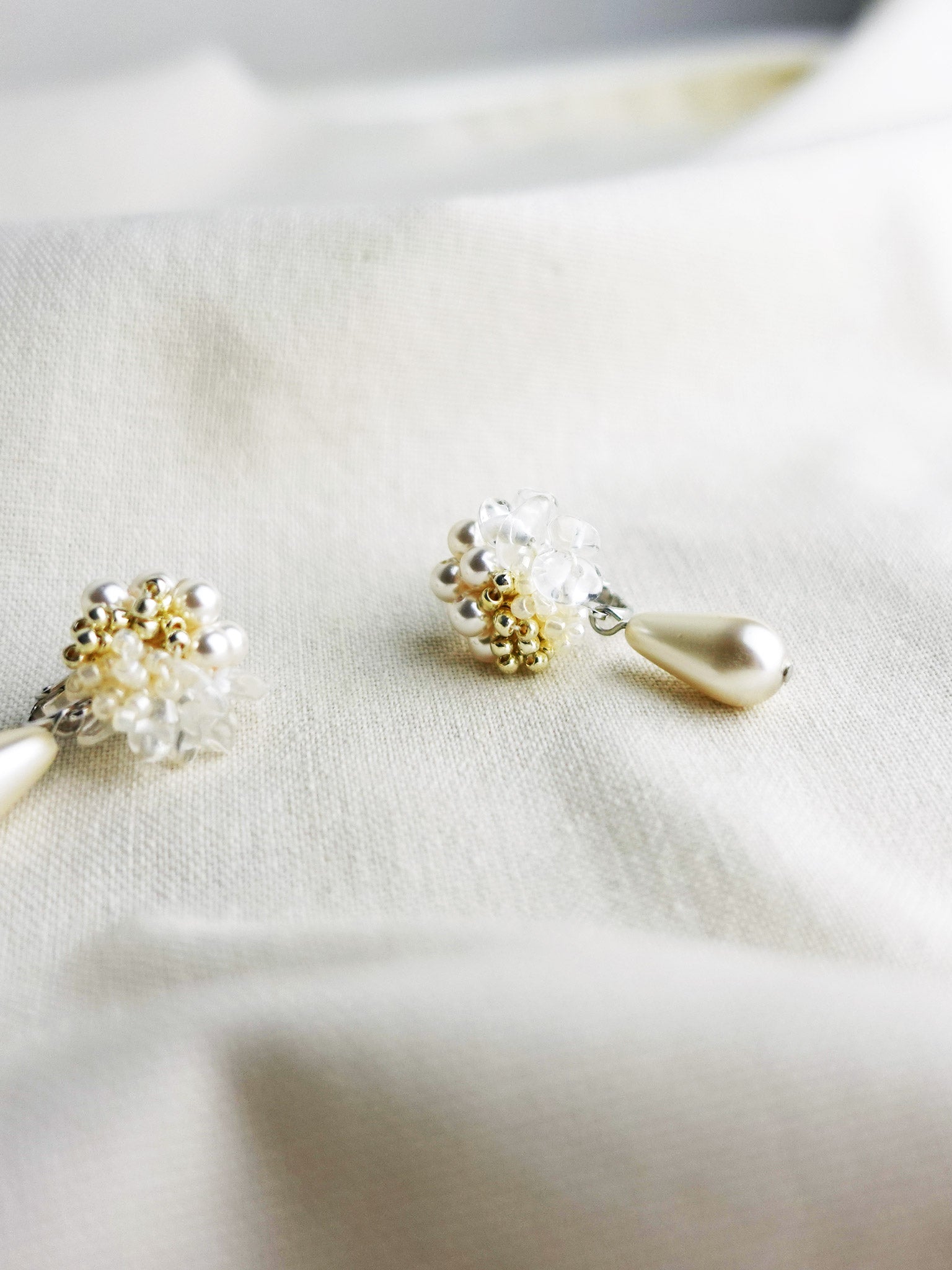 Diana Teardrop Mariota Clip-on Earrings in Ivory Right
