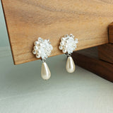 Diana Teardrop Mariota Clip-on Earrings in White Left 2