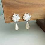 Diana Teardrop Mariota Clip-on Earrings in White Left