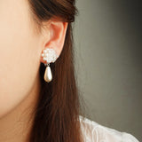 Diana Teardrop Mariota Clip-on Earrings in White Model