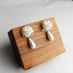 Diana Teardrop Mariota Earrings in Ivory Display Left