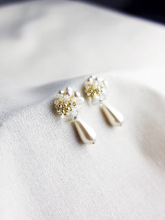 Diana Teardrop Mariota Earrings in Ivory Left