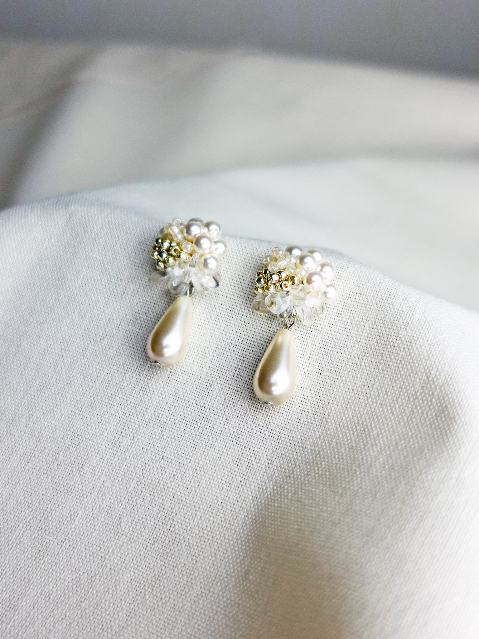 Diana Teardrop Mariota Earrings in Ivory Right