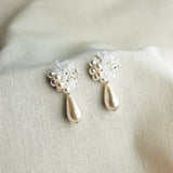 Diana Teardrop Mariota Earrings in White Front