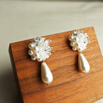 Diana Teardrop Mariota Earrings in White Left 2