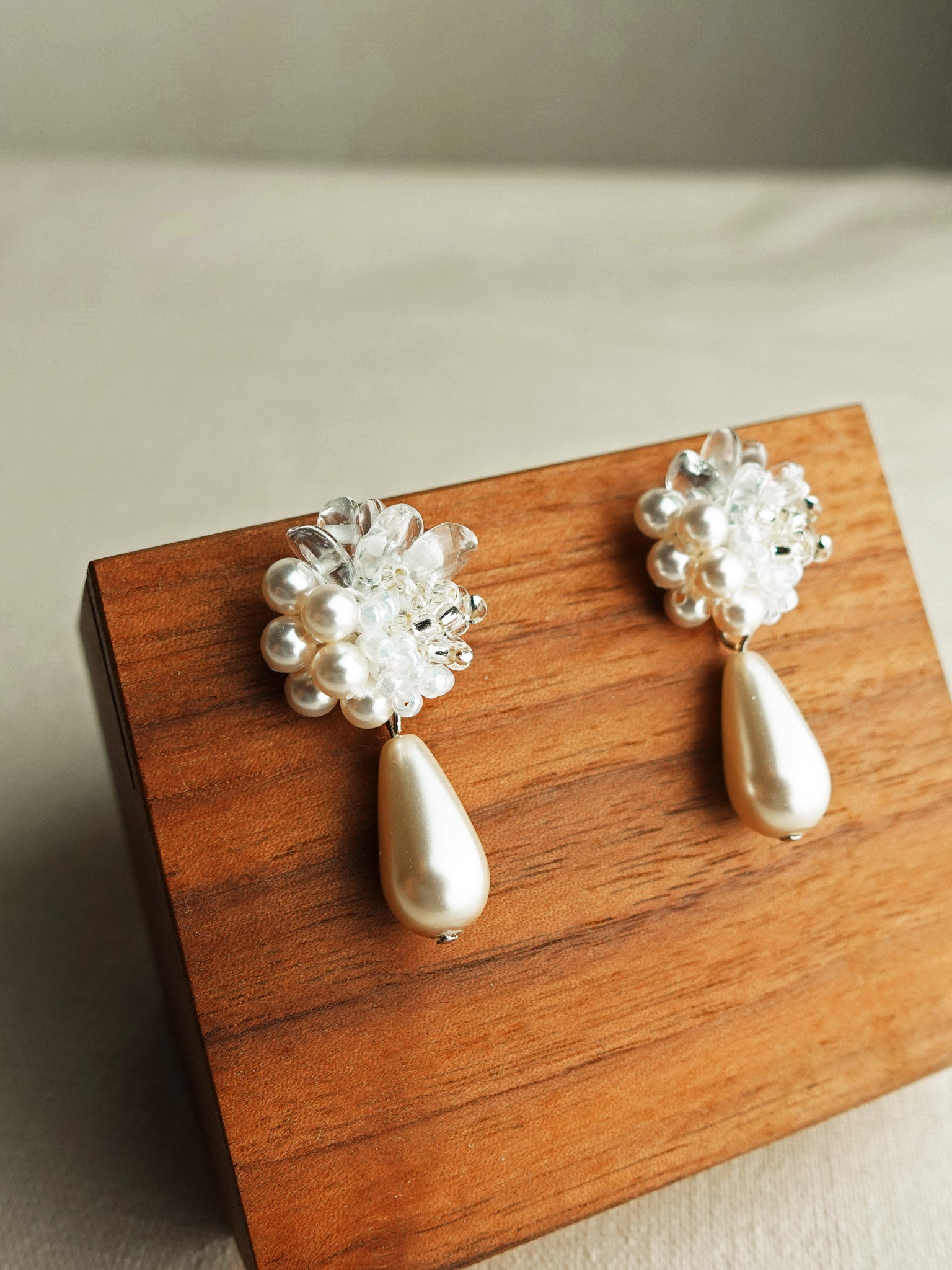 Diana Teardrop Mariota Earrings in White Left 2