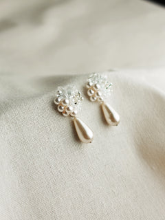 Diana Teardrop Mariota Earrings in White Left
