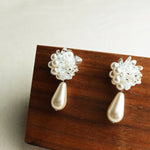 Diana Teardrop Mariota Earrings in White Right