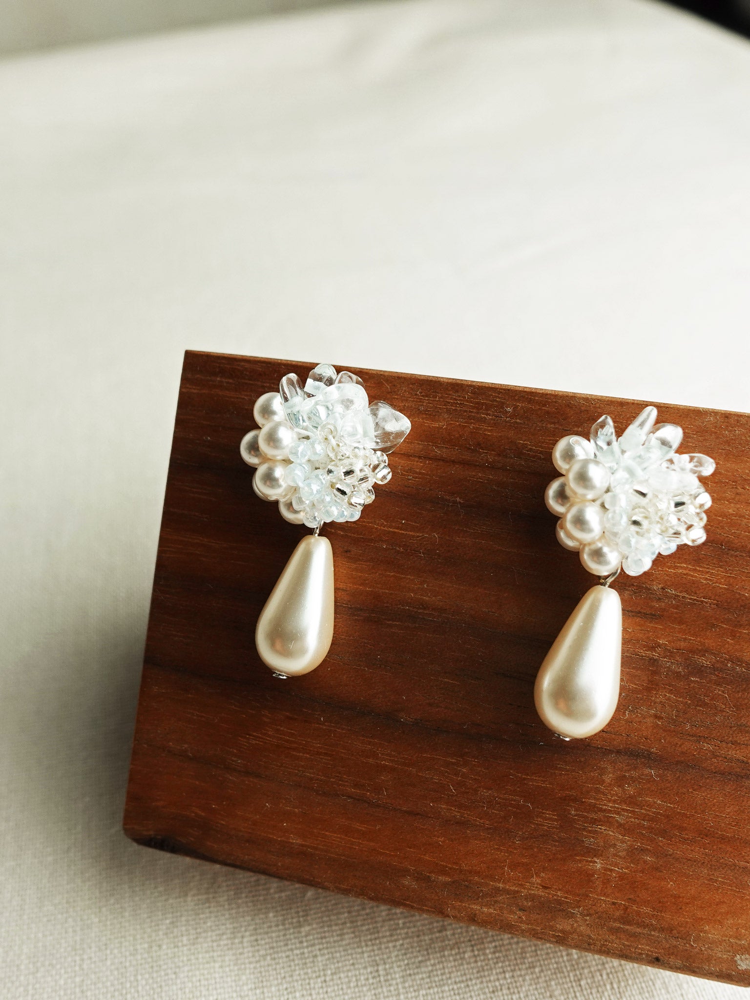 Diana Teardrop Mariota Earrings in White Right