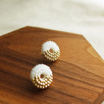 Donut Dip Stud Earrings in White Display Right