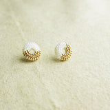 Donut Dip Stud Earrings in White Front