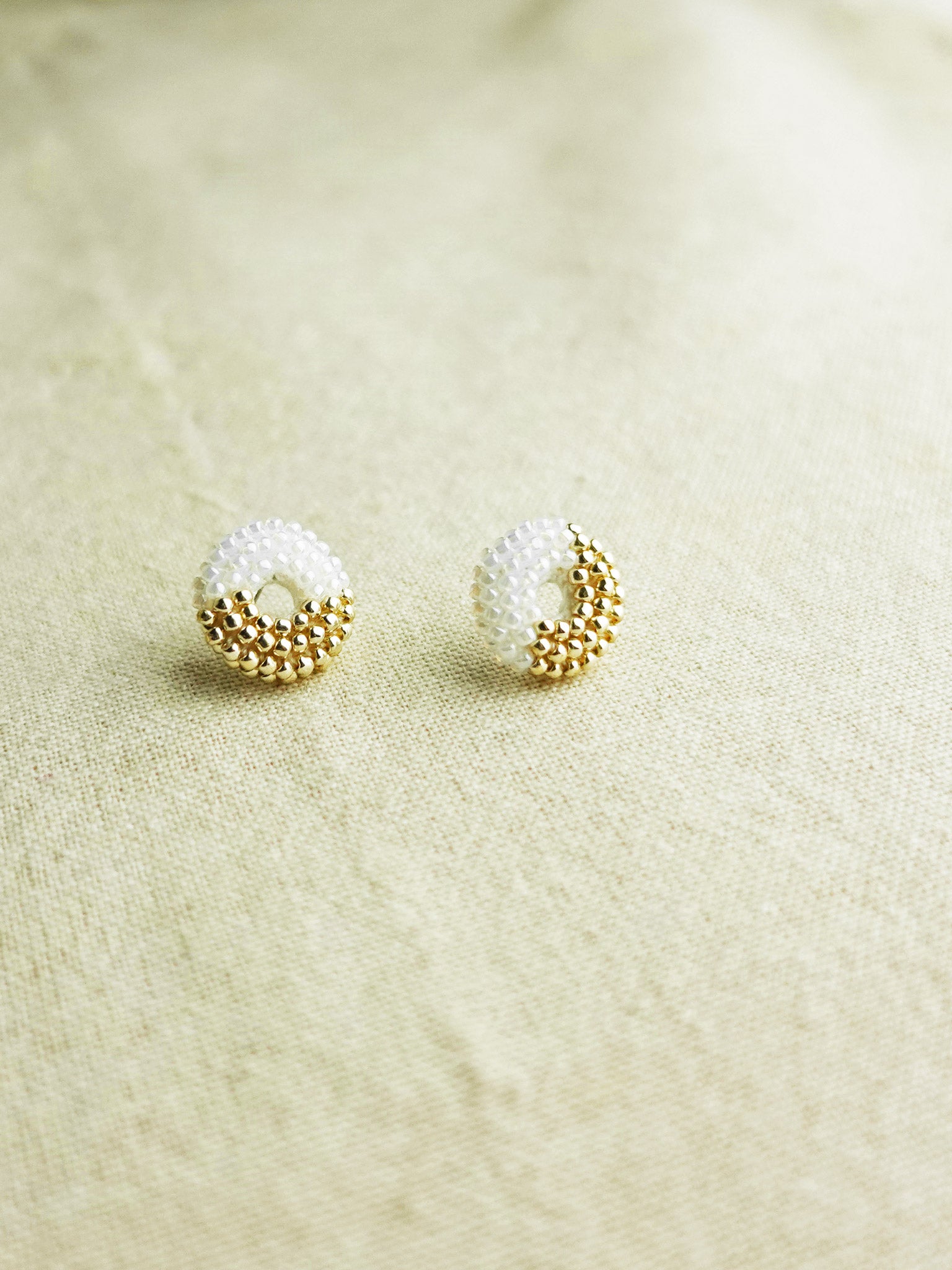 Donut Dip Stud Earrings in White Front