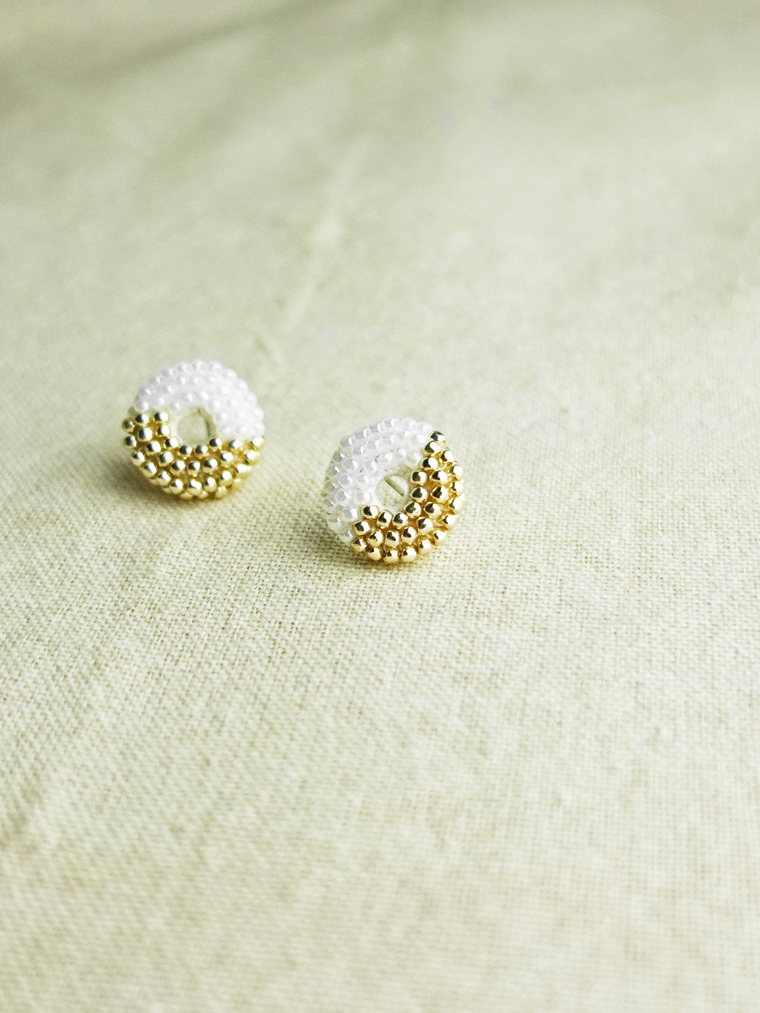 Donut Dip Stud Earrings in White Right