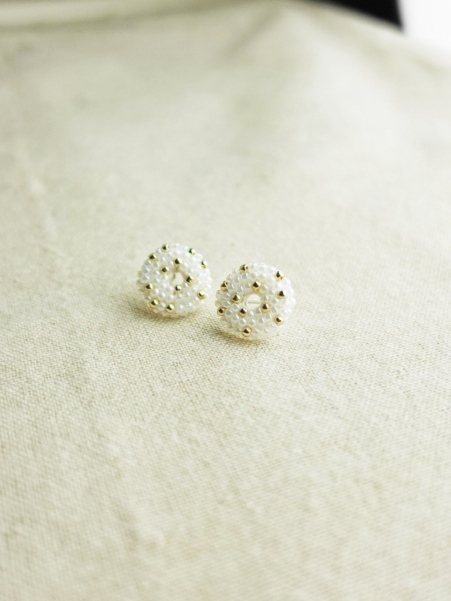 Donut Star Dust Stud Earrings in White Front